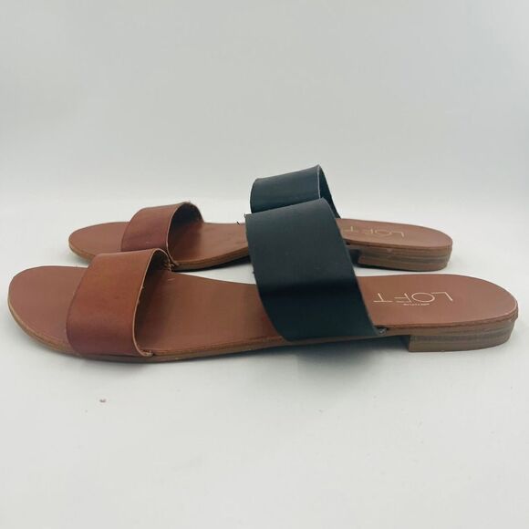 Loft Women's Dual Black/Tan Flat Sandal Size 7. - Picture 6 of 12